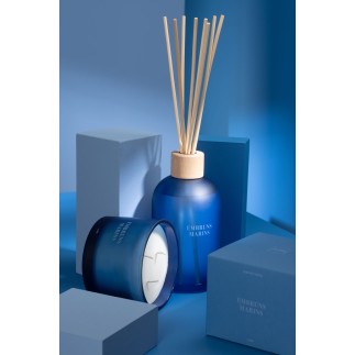 Bougie parfumée « Embruns Marins » dans pot bleu 9.5x9.5x35.5 cm